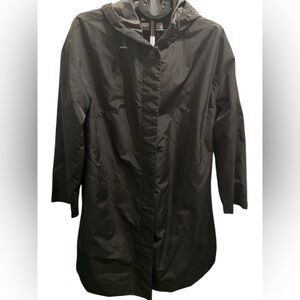 Ava &‎ Viv Black Trench Coat Raincoat Button Up Lightweight Size X Black